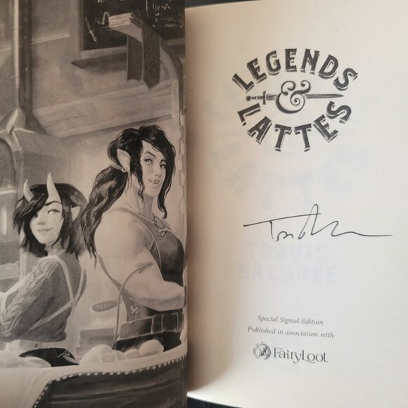**NEW,SIGNED** Legends & Lattes, Bookshops & Bonedust, Travis Baldree, Fairyloot - Picture 7 of 16